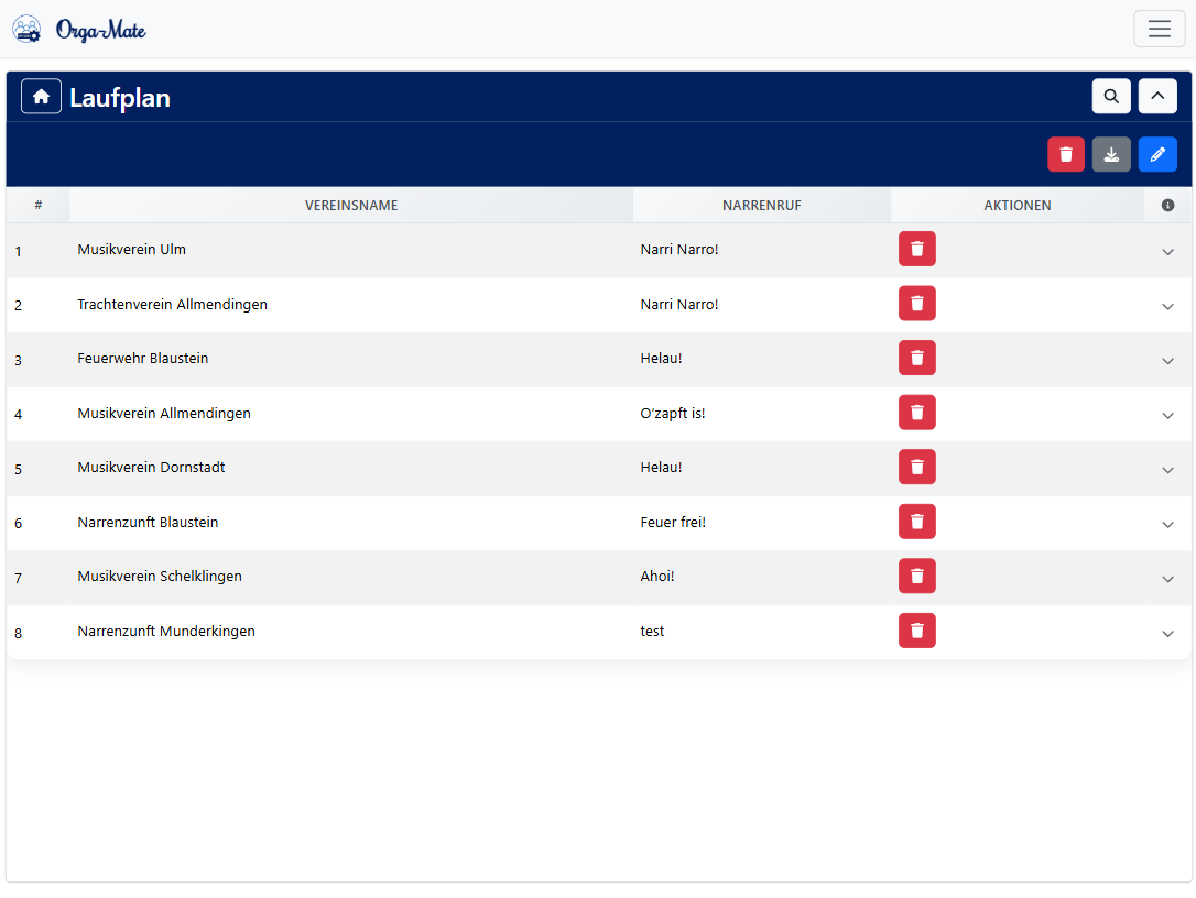 Laufnummerverwaltung für Umzugsgruppen